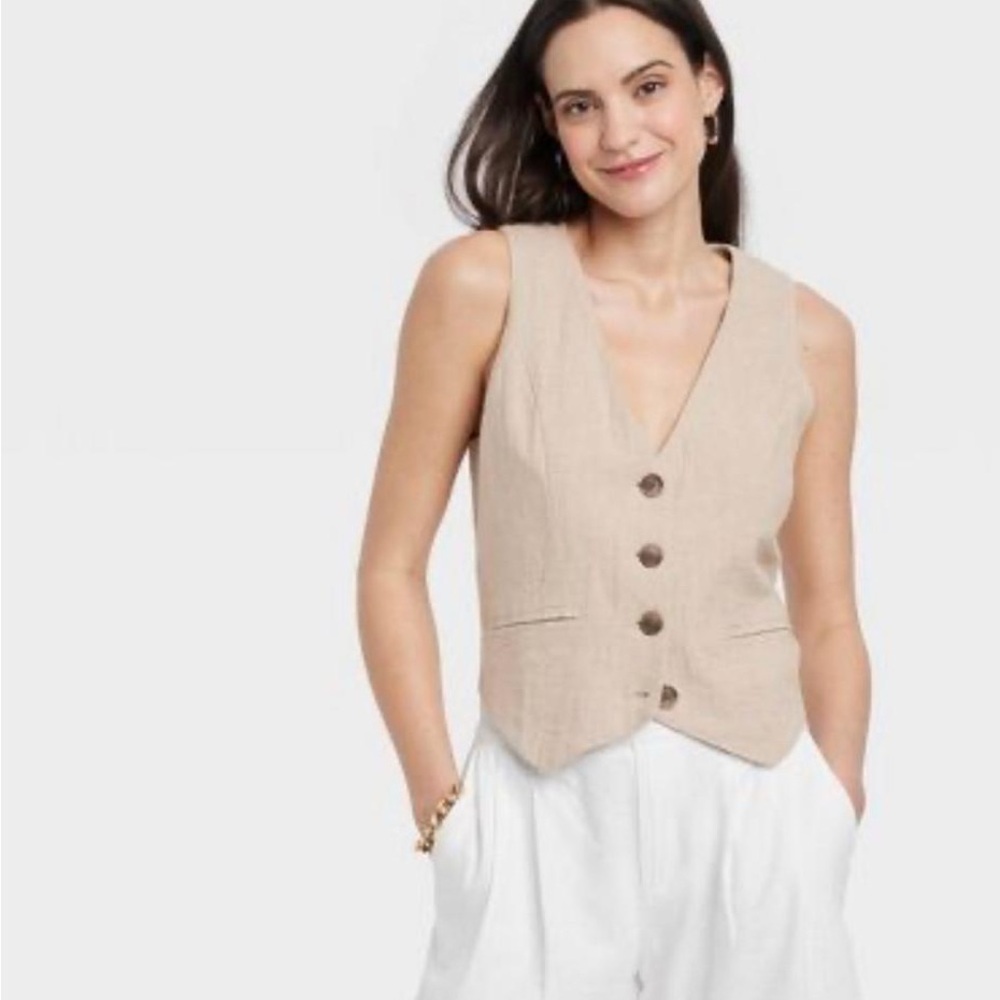 A New Day Cream Button-Up Vest